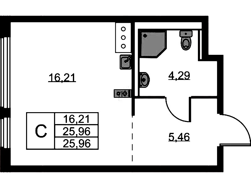 Квартира студия 25.96 м², 11/11 эт., ЖК «Новое Колпино»
